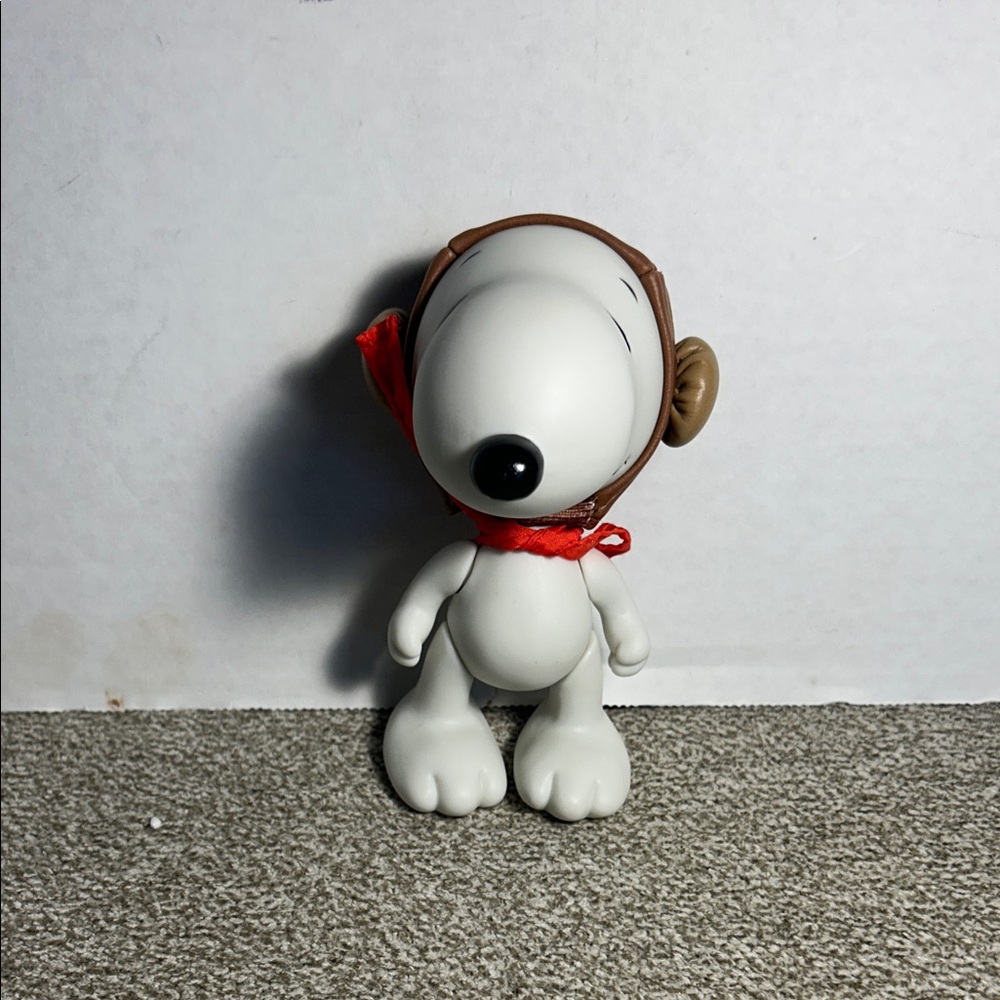 Hallmark Snoopy Figurine with Red Scarf and Brown Aviator Cap